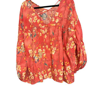 Bucketlist Floral Red-ish Orange Women's Top